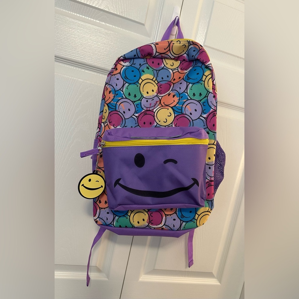 NWT - Colorful Smiley Face Kids Backpack Set